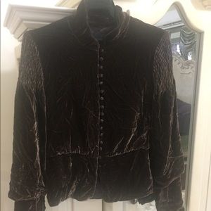 BCBG Chocolate Brown Crushed Velvet Blouse XS